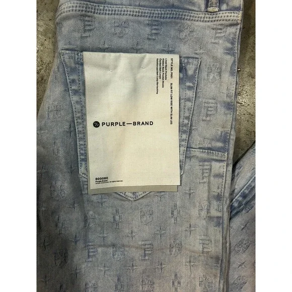 Purple Brand Jacquard monogram Denim Slim Fit Low Rise Jeans 31 POO1 - Picture 8 of 16
